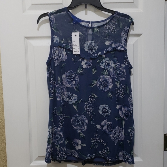 Apt. 9 Women’s Small Blue Floral Sleeveless Top - Picture 2 of 3